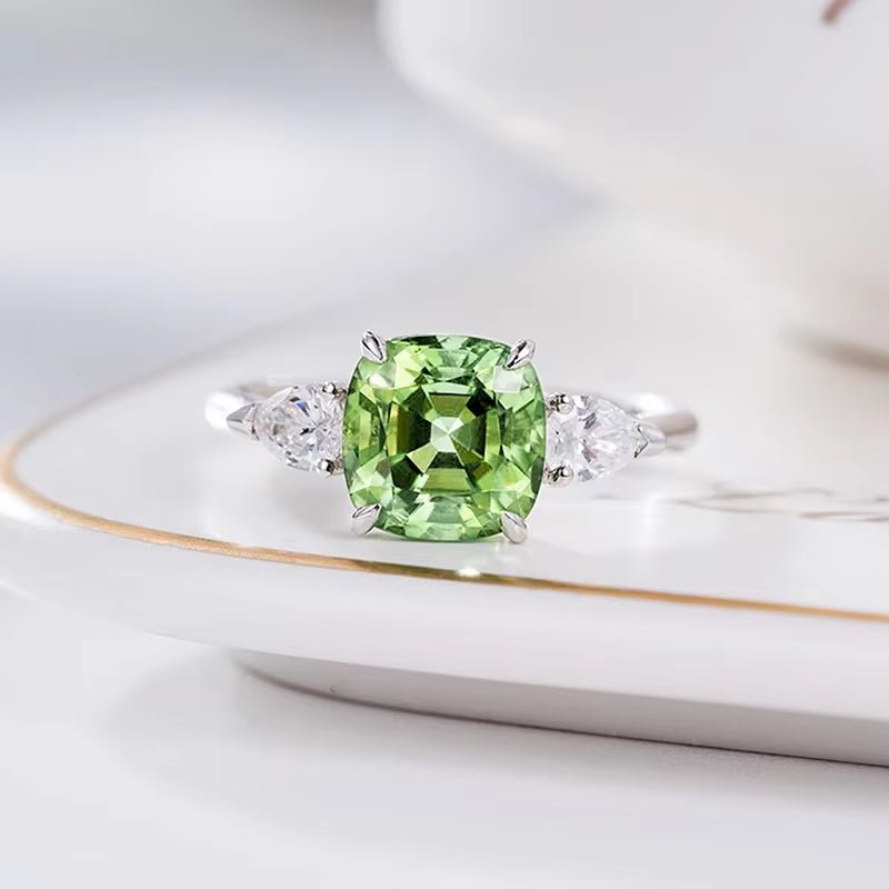 CAOSHI Creative Design Women'S Rings Unique Bright Green Cubic Zirconia Beautiful Chic Wedding Engagement Female Finger Jewelry - Mystikos