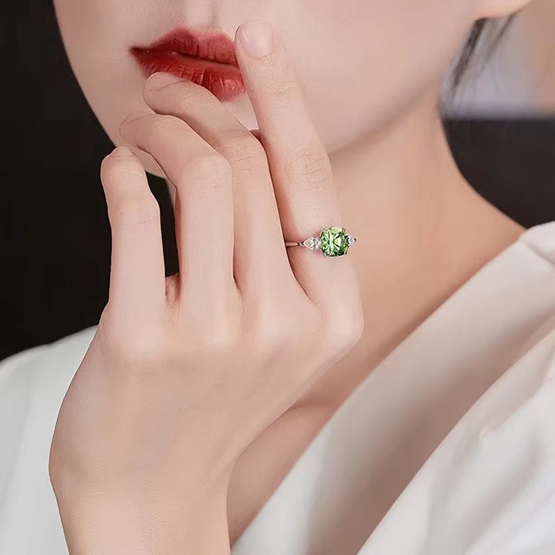 CAOSHI Creative Design Women'S Rings Unique Bright Green Cubic Zirconia Beautiful Chic Wedding Engagement Female Finger Jewelry - Mystikos